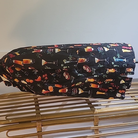 Vintage tropical cocktail shirt made in USA size L black short sleeve - Picture 7 of 10